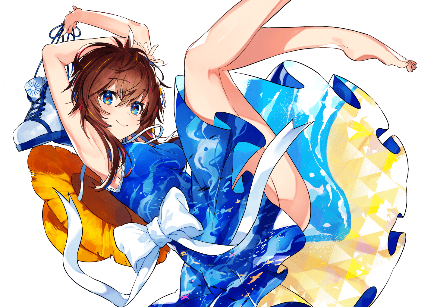 Safebooru 1girl Album Cover Armpits Arms Up Ass Bangs Bare Arms Bare Shoulders Barefoot Blue 